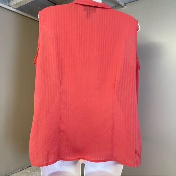 Notations Top Womens Large Pink-coral Sleeveless Button Collared V Neck - Picture 3 of 6